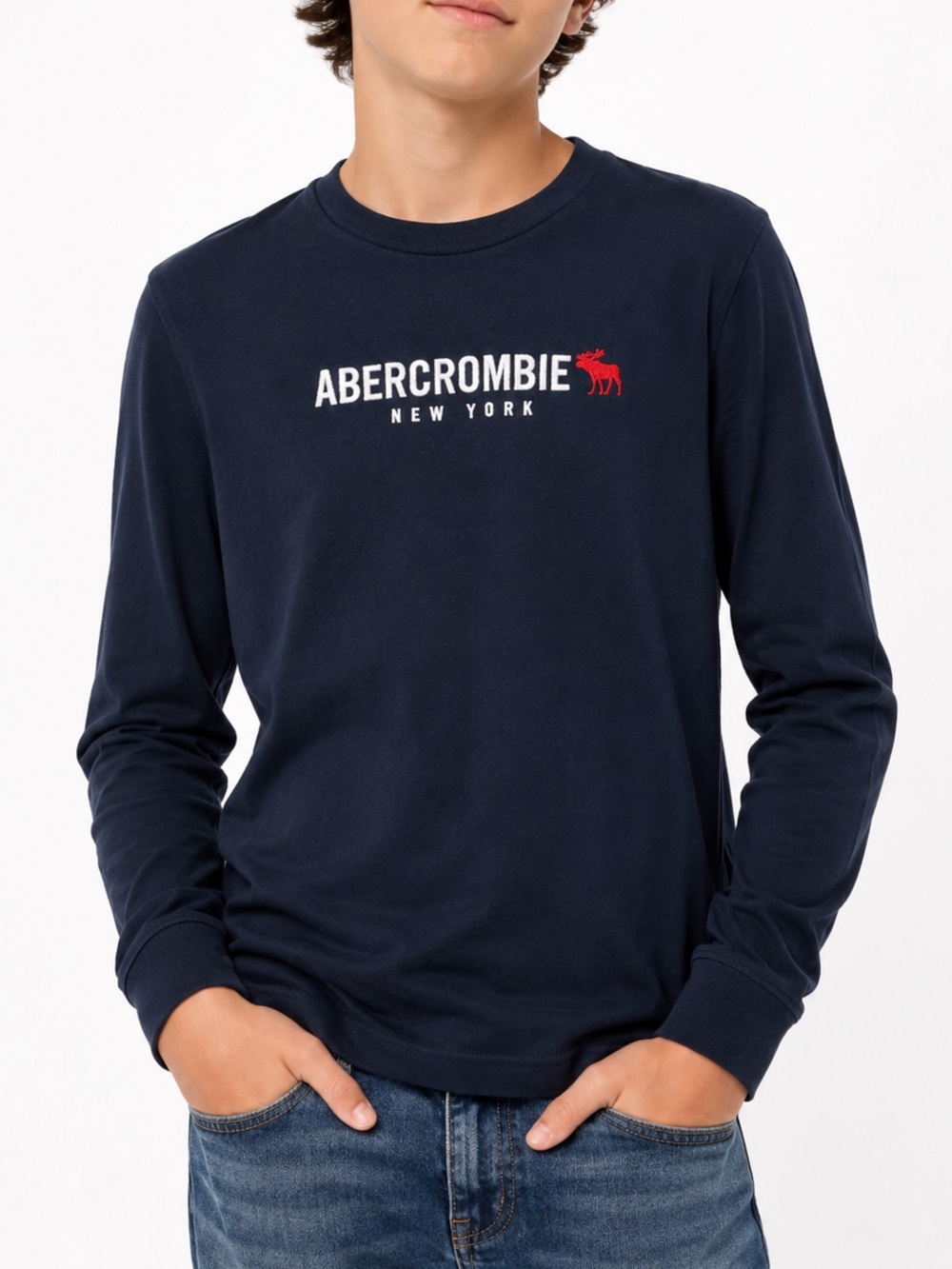 Abercrombie Kids Navy Blue Long Sleeve Graphic Shirt Size 15/16